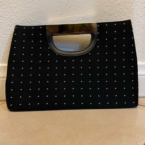 White House Black Market Polka Dot Clutch Cutout Handle